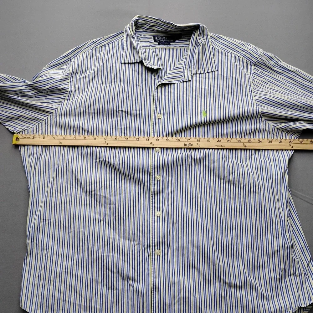 Polo‎ Ralph Lauren Mens XXL Classic Fit Striped Button Down Shirt Blue Green